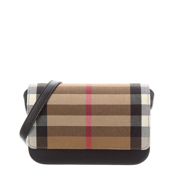 Burberry Check Canvas & Leather Shoulder Bag, Brown - Picture 1 of 4